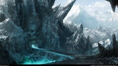 fantasy art 2008 (Year) artwork Mountains cyan