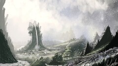 fantasy art artwork snow winter frost landscape cold