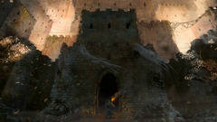 fantasy art castle artwork digital art torches Dennis Chan