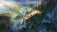 fantasy art dragon castle bird's-eye view artwork fantasy city