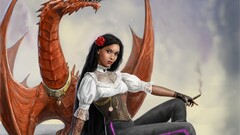 fantasy art dragon Women deviantart fantasy girl cigars smoking