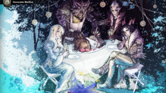 fantasy art fantasy girl food artwork sitting cyan