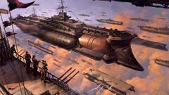 fantasy art gunships futuristic artwork steampunk vehicle