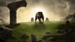 fantasy art ruins Desktopography Animals ruin artwork