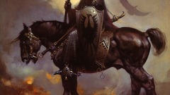 Fantasy art shield Horses