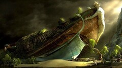 fantasy art sky vehicle ship artwork digital art