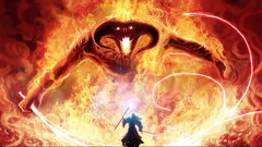 fantasy art the lord of the rings Balrog Gandalf Moria