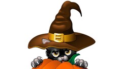 fantasy art witch hat yellow eyes white background
