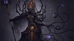 fantasy art Women demon fantasy girl creature Dark Elf staff