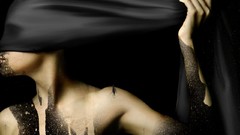 Fantasy black white abstract Photoshop Silk grey veil serene