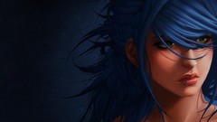 Fantasy blue hair green eyes fantasy art