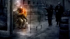 Fantasy Bus stop fantasy art Vitaly S Alexius homeless person