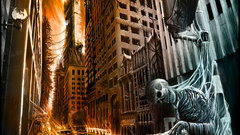 Fantasy City World skull end artwork