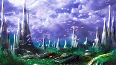 Fantasy clouds cars grass