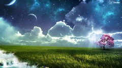 Fantasy clouds Trees moon