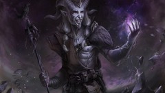 Fantasy dark magic storm sparrow Violet evil horns magician 