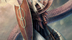 Fantasy dragon warrior Armored