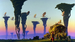 Fantasy Dragons caravan Art Islands Michael floating artwork 