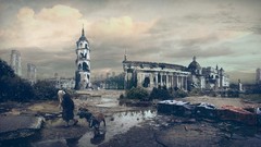 Fantasy dreams surrealism ruins iron Wolves digital art fantasy 