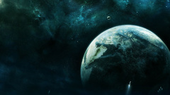 Fantasy Earth planets spaceships artwork