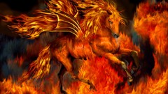 Fantasy fire Horses flames pegasus