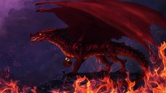 Fantasy fire wings Dragons Red Dragon scales flames fantasy art 