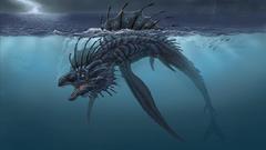 Fantasy fish underwater big demons artwork