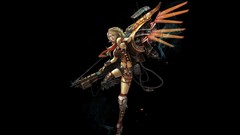 Fantasy Future woman wings black background Simple Background