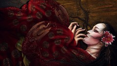 Fantasy geisha fantasy art Japanese clothes