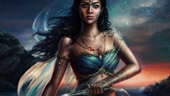 fantasy girl fantasy art dark hair artwork Women long hair