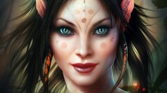 fantasy girl Women face digital art red lipstick lipstick