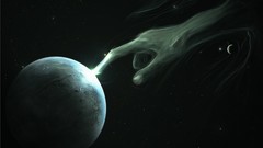 Fantasy hands planets touching outer space fantasy art