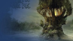 Fantasy landscape tree City