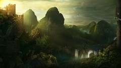 Fantasy Mountains Landscapes waterfalls