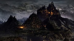 Fantasy Mountains snow cityscapes