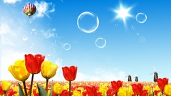 Fantasy nature bubbles tulips drawings