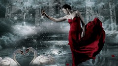 Fantasy night love abstract dress castle