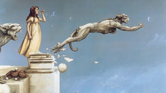 Fantasy paintings surrealism jumping