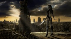 Fantasy Robots Swords cyborgs post-apocalyptic