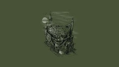 Fantasy simple abstract castle labyrinth skulls simplistic