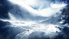 Fantasy snow Mountains storm digital art