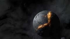 Fantasy Space river black planet broken lava