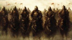 Fantasy sun Horses Knights Warriors digital art fantasy art