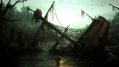 Fantasy sunken ship dark