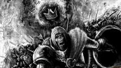 Fantasy Trees black and white fight Undead arrows skeletons 