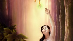 Fantasy Trees design woman Anime dress Japanese asians models 