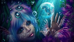 Fantasy water woman bubbles underwater mermaids fantasy art 