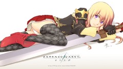 Fantasy white weapons anime girls zero purple eyes underwear 