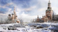 Fantasy winter Moscow Nuclear fantasy art
