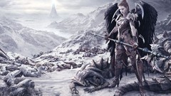 Fantasy winter white abstract volcano warrior female aion 